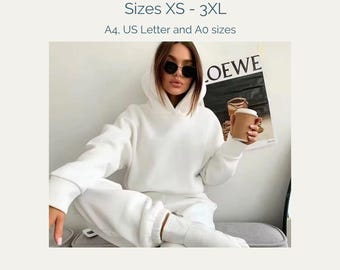 Woman Hoodie Sewing Pattern, Digital Sewing Pattern, Instant Download, Sizes XS-XXXL, Beginner Friendly, Top Sewing Pattern.