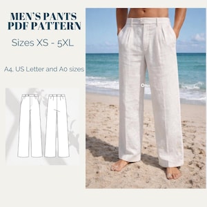 Men Wide Leg Pants Sewing Pattern (XS-5XL) (Digital Download)