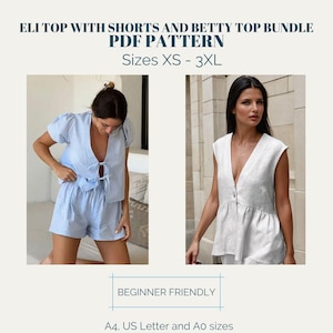 Top en short met pofmouwen Naaipatroonbundel (XS-XXXL) - linnen pdf-download
