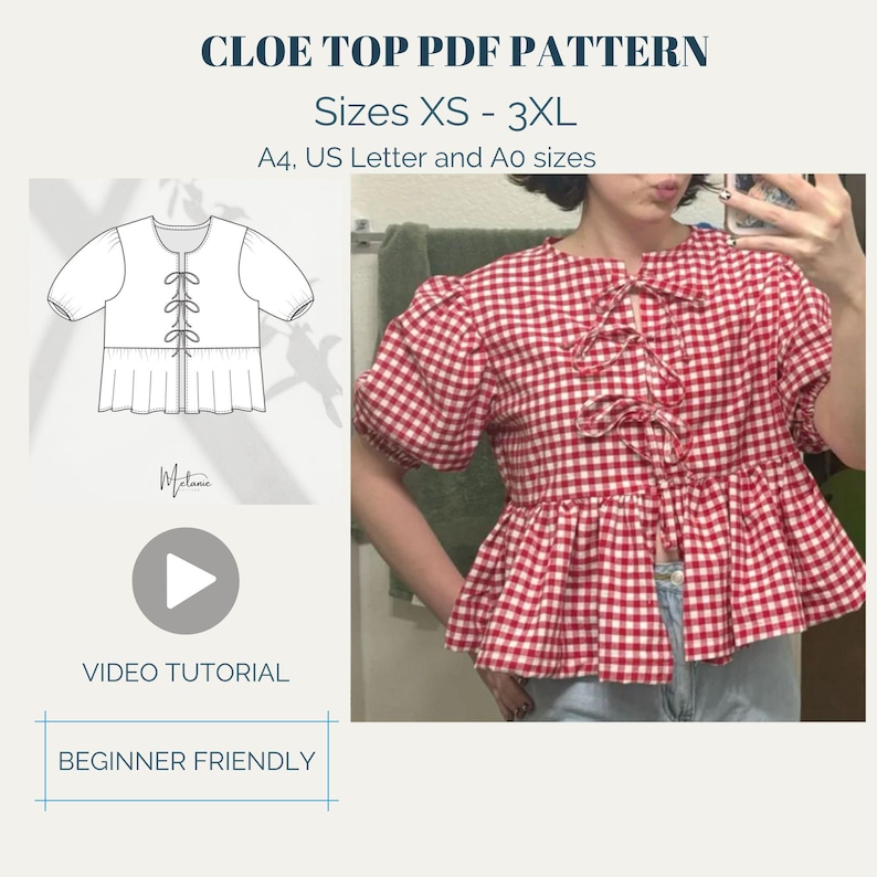 Bow Front Top with Puff Sleeves