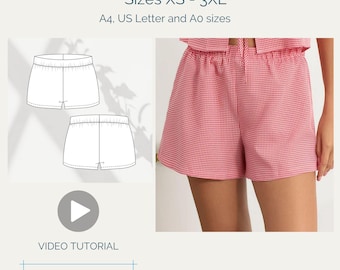 Summer Shorts Sewing Pattern: High Waist, Elastic Waistband (PDF Pattern)