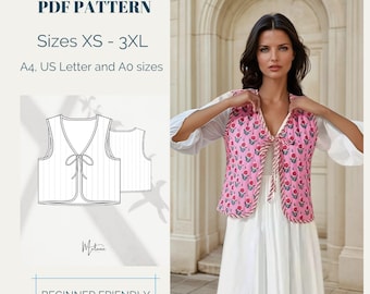Pre-Quilted Vest Sewing Pattern: Woman's Sleeveless Design (XS-XXXL) (Digital Download)