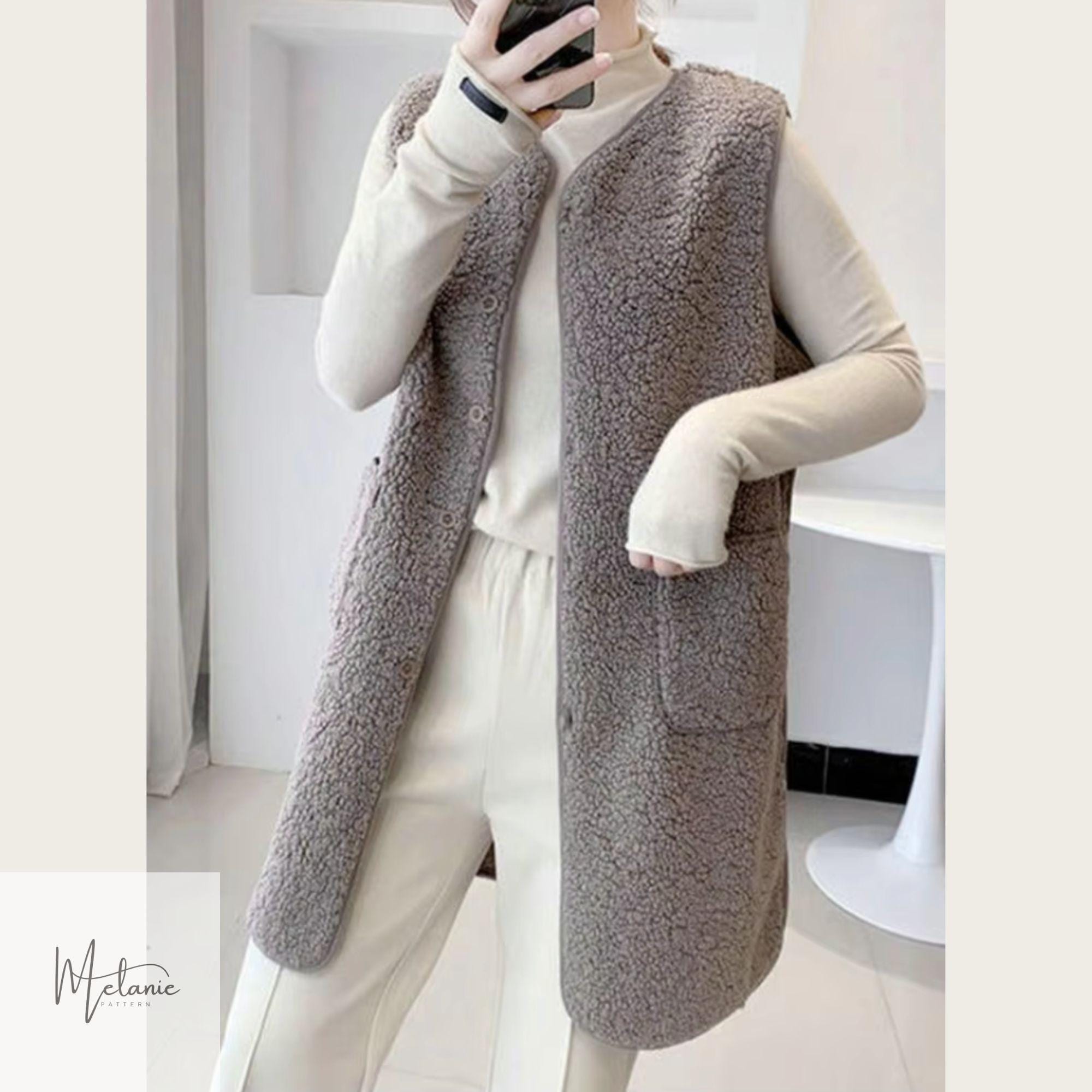 Teddy Vest Sewing Pattern: Woman Sleeveless Coat (XS-XXXL