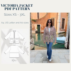 Naaipatroon gewatteerd Victoria-jack: damesontwerp (XS-XXXL) (digitale download)