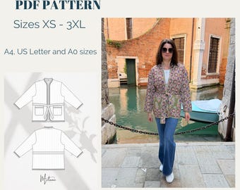 Pre-Quilted Victoria Jacket Sewing Pattern: Woman's Design (XS-XXXL) (Digital Download)