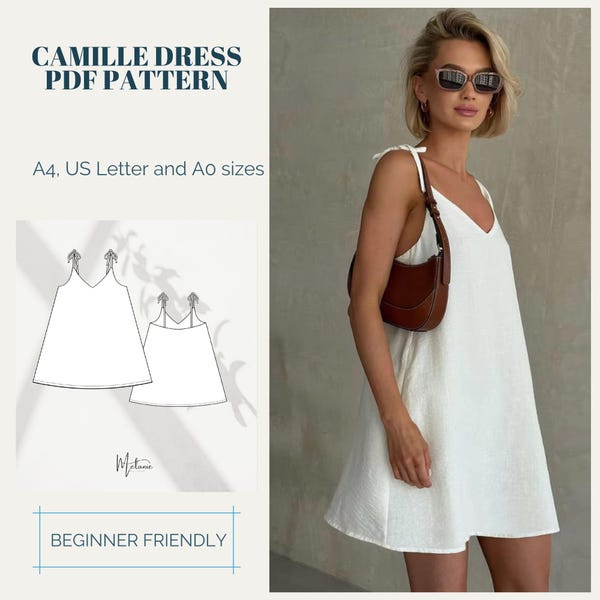 Camille Mini Dress Sewing Pattern: Beginner Friendly (XS-XXXL) (Digital Download)