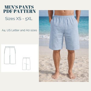 メンズショートパンツの型紙（XS～5XL）（デジタルダウンロード）