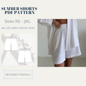 Wide Leg Shorts Sewing Pattern: Elastic Waistband (PDF Download)