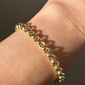 French Vintage 18k Yellow Gold Rolo Bracelet: Size 7”, 9.3g