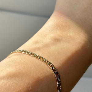 Vintage 14k Solid Yellow Gold Mariner Link Bracelet, Mariner Bracelet, Gold Bracelet, Fancy Link Bracelet, 7.5 Inches