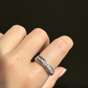 Vintage 14k White Gold Diamond Wedding Band Ring - 0.6 ct, Size 6.25