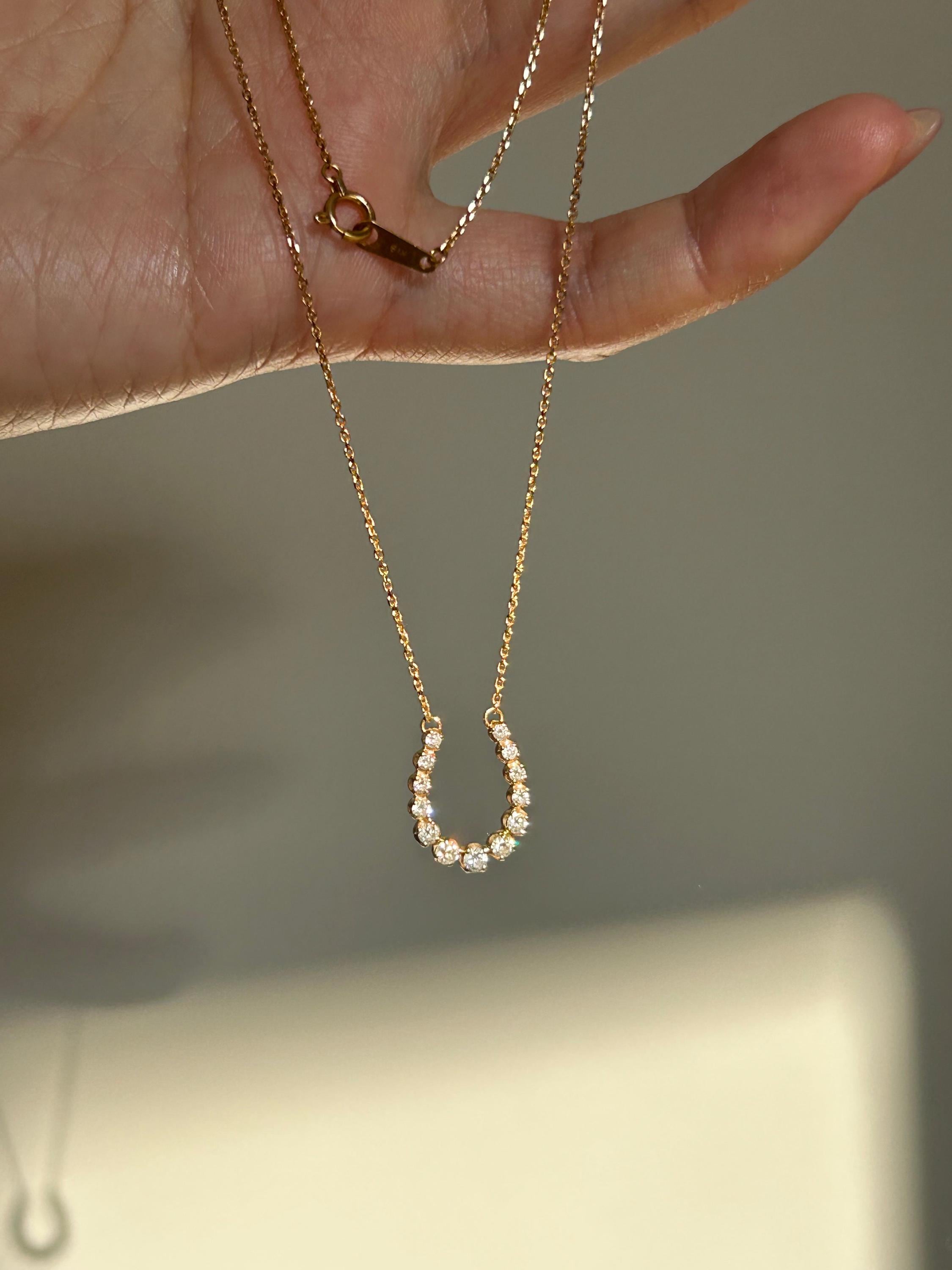 ダイヤモンド ネックレス ホースシュー型 ヴィンテージ 18K ゴールド ダイヤモンド ホースシュー ペンダント