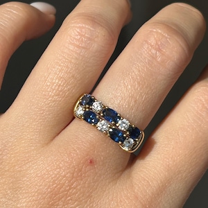 Vintage 18k Yellow Gold Sapphire and Diamond Ring