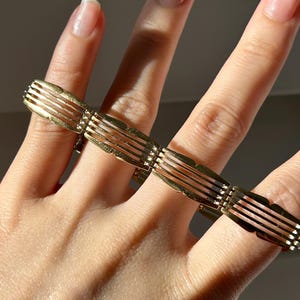Vintage Art Deco Revival French 18k Yellow Gold Gate Bracelet: Parisian Jewelry