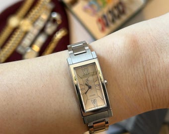 Working DKNY Women\'s Dainty Watch Steel Fancy Bracelet Rectangle Dial 23mm 7.5\