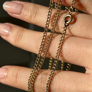 Vintage French 18k Solid Yellow Gold Curb Chain Necklace, Curb Link Gold Chain, Gourmette Chain, English Link Chain, 2.5 mm, 20”, 9.3 g