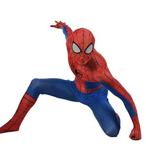 Red Spider Web Warrior Costume: Full Bodysuit with Removable Mask