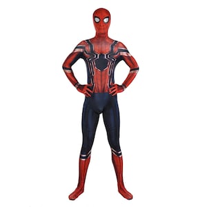 Red Web Warrior Superhero Costume Set with Removable Mask - Full Bodysuit for Cosplay and Dress-Up