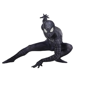 Full Bodysuit for Cosplay and Dress-Up Black Venom Web Spider Warrior Hero Costume Set with Removable Mask