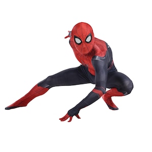 Red Spider Web Warrior Costume: Full Bodysuit with Removable Mask