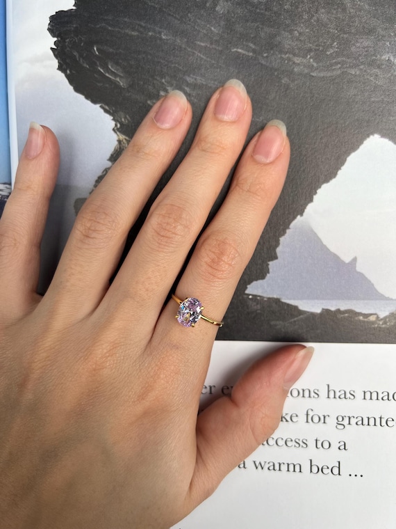 Alexandrite Solitaire Ring, Oval Cut Ring, June Birthstone Ring, Gold Engagement Ring, Sterling Silver Ring, Promise Ring, Christmas Gift