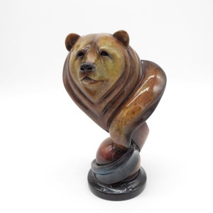 Brown Bear Sculpture by Stephen Herrero 6.5” &quot;IMAGO Loverboy&quot; Topaz 2007