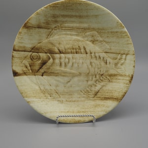 Vintage 1970s Majolica Longchamp Seafood Fish Plate 9 1/2” French