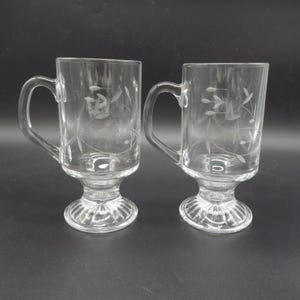 PRINCESS HOUSE Heritage Flower Cut Glass Footed Irish Coffee Mug set of (2)