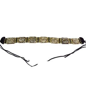 hand carved bone folk art choker from Africa - fish carving black leather ties