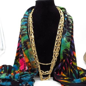 crown Trifari multi strand long gold necklace Vintage