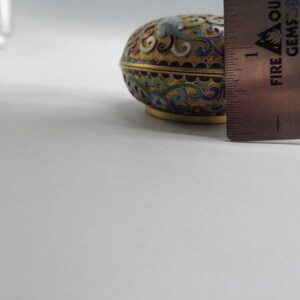 Vintage Chinese floral design cloisonne trinket box small 2.5" enamel brass image 9