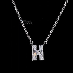 H Shape Diamond Initial Necklace | 14K Solid Gold & Lab-Grown Diamond Pendant | Handcrafted Custom Letter Necklace