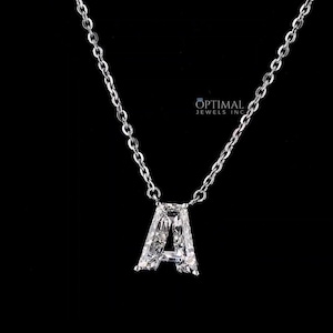A Initial Diamond Pendant Necklace | 14K Solid Gold & Lab-Grown Diamond | Timeless Personalized Jewelry | Diamond Name Necklace
