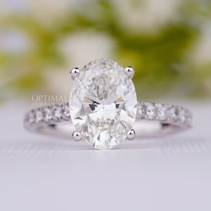 3 Carat E/VVS2 IGI Certified/ Oval Cut Lab Grown Diamond Engagement Ring/ White Gold Wedding Ring For Bridal/ Anniversary Gift Ring For Her