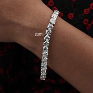 23.00 CT E/VS1 Round Cut Lab-Grown Diamond Bracelet 14K Solid White Gold Tennis Bracelet Occasion Wear Women&#39;s Bracelet 6.5mm CVD Diamonds