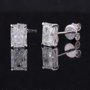 Radiant Cut Moissanite Earring Moissanite Stud Earring 1 + 1 Ct Radiant Cut Stud Earrings Screw Back White Gold Diamond Earring Silver Gift