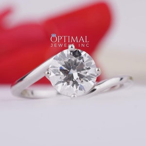 1.71 Carat IGI Certified D/VS1/ Solitaire Round Cut Lab Diamond Ring/ Single Diamond 14K White Gold Wedding Ring/ Engagement Ring For Women