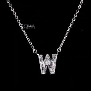 W Initial Diamond Pendant Necklace | 14K Solid Gold & Lab-Grown Diamond | Sophisticated and Stylish Piece | Diamond Name Necklace