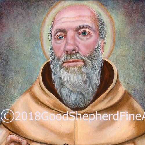 Saint Simon Stock, Brown Scapular 8"x10" & 11"x14" Prints on White Card Stock, Image taken from my Signed, OOAK, Original, Acrylic Painting