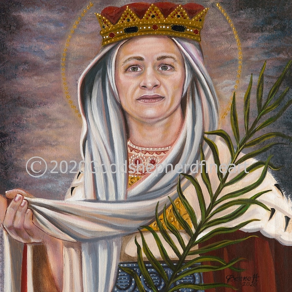 Saint Ludmilla of Bohemia, Martyr, Grandmother of Good King Wenceslaus, 8"x10" & 11"x14" Prints Taken from my Art, Patron Saint Cahtolic Art