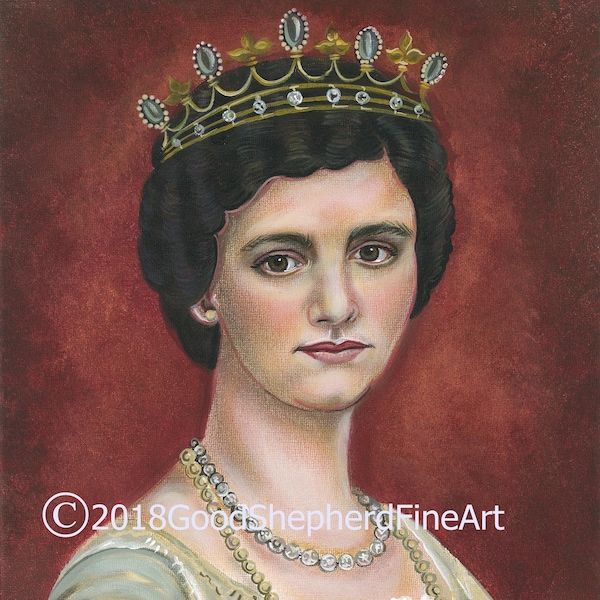 Zita of Bourbon-Prima Acrylic Painting, 11"x14" on Canvas, Servant of God Zita, Empress of Austria, Signed, Original OOAK Acrylic Painting