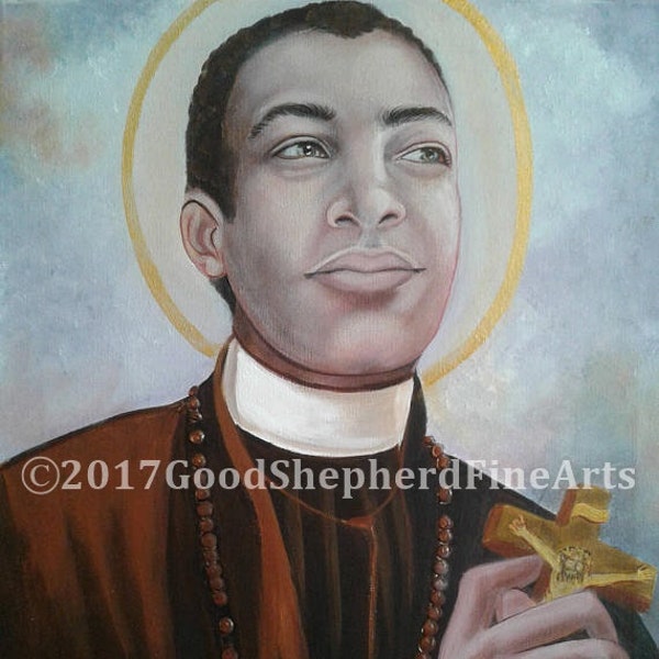 Saint Martin de Porres, O.P., Saint of the Broom, Dominican, 8"x10" & 11"x14" Prints on White Card Stock Image taken from my Acrylic Paiting