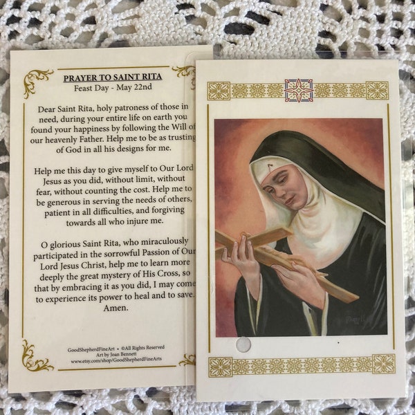 Saint Rita of Cascia, Relic card or Prayer Card