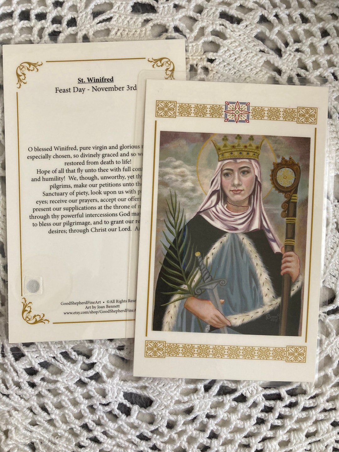 Winefred St Winifred Virgin, Martyr Relic Card or Prayer Card - Etsy