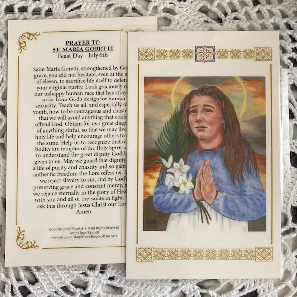 Saint Maria Goretti Relic Card or Prayer Card