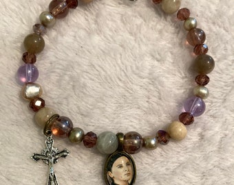 Saint Gemma Galgani Bracelet Passionists 10mmx14mm Medal Glass Dome Catholic Art Patron Saint, Catholic Jewelry, Trendy Jewelry, Art