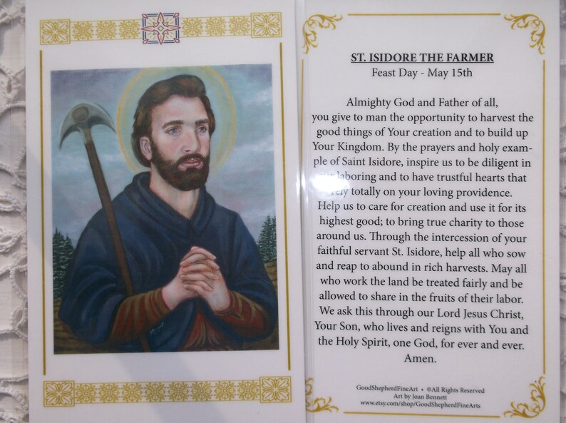 Saint Isidore the Farmer 3 5/8x5.5 Laminated Etsy