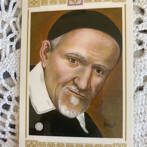 Saint Vincent de Paul Priest and Founder Laminated, Relic Card Prayer Card image 1