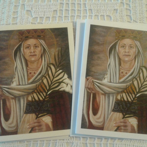 Saint Ludmila of Bohemia, Martyr, Grandmother of Good King Wenceslaus Stationery Note Cards, Original Art, Patron Saint Catholic Art