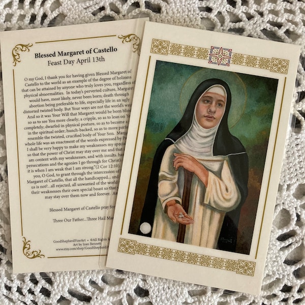 Blessed Margaret of Castello Laminated Relic Card or Prayer Cards
